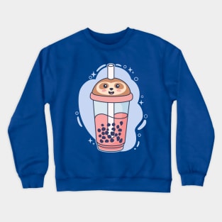 Sloth Boba Tea Cup Kawaii Bubble Tea Lover Crewneck Sweatshirt